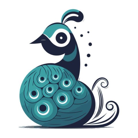 Peacock in the form of a ball. Vector illustration.