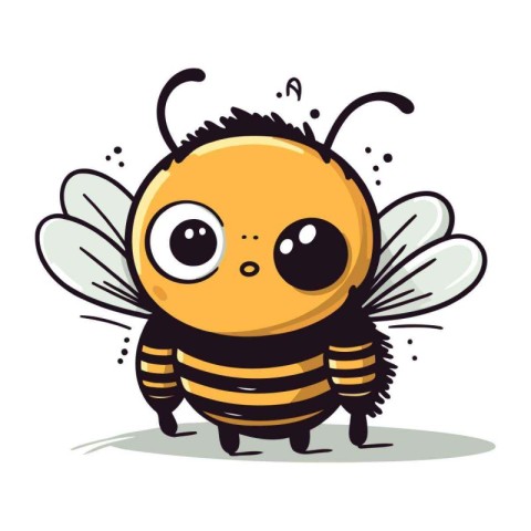 Cute cartoon bee isolated on a white background. Vector illustra