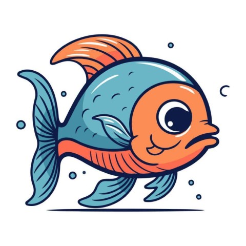 Cute cartoon fish. Vector illustration. Isolated on white backgr