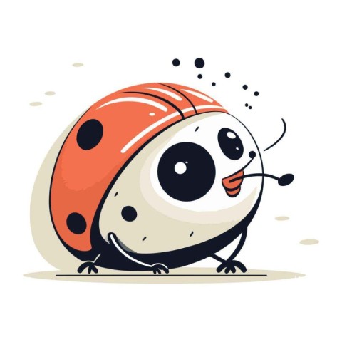 Cute cartoon ladybug. Vector illustration isolated on white back