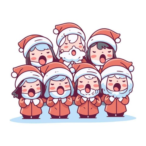 santa claus family cartoon vector illustration. christmas charac