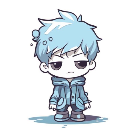 sad boy in winter clothes. vector illustration. eps10