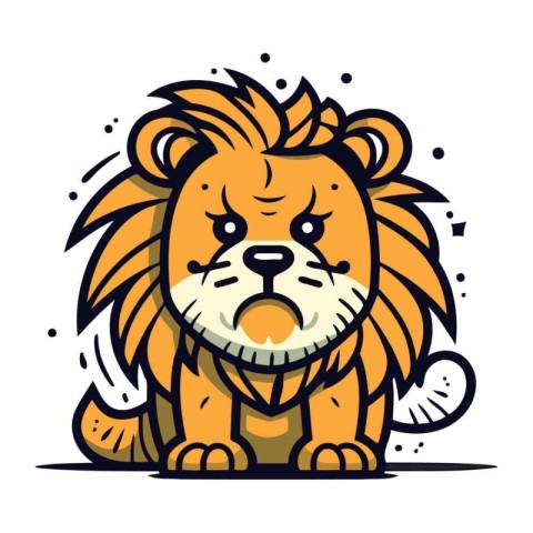 Cute cartoon lion. Vector illustration. Isolated on white backgr