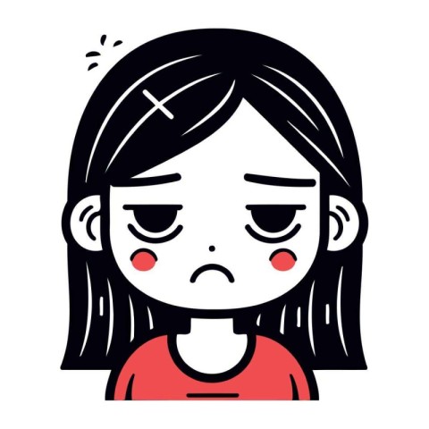 Illustration of a Girl Crying with Crossed Eyes   Vector