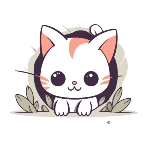 Cute cat vector illustration. Cute cartoon kitty character.