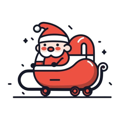 Christmas santa claus in a sleigh. Vector illustration.