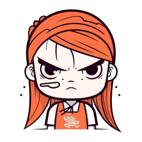 Angry cartoon indian girl. Vector illustration isolated on white