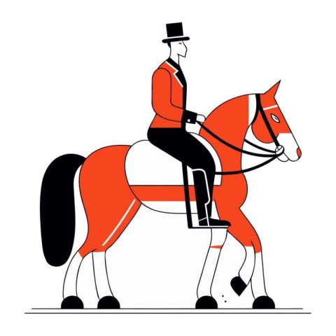 Equestrian sportsman riding a horse. Vector illustration in flat