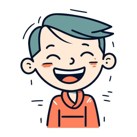 Vector illustration of happy boy in flat style. Smiling boy in u