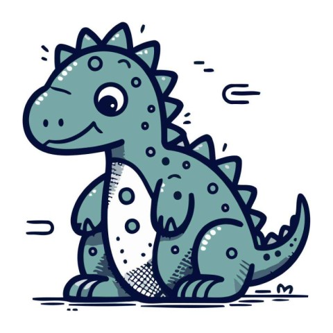 Cute cartoon dinosaur. Vector illustration isolated on a white b