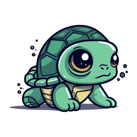 Cute cartoon turtle. Vector illustration isolated on a white bac