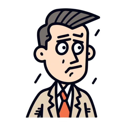 Vector illustration of a man in a suit with a sad face.