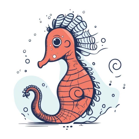 Seahorse. Sea horse. Sea animal. Vector illustration.