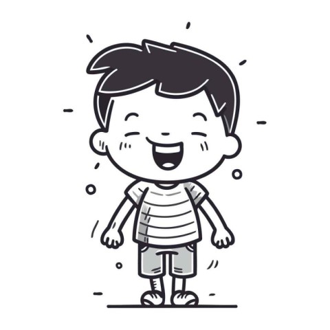 Vector illustration of happy cartoon boy. Hand drawn line art st