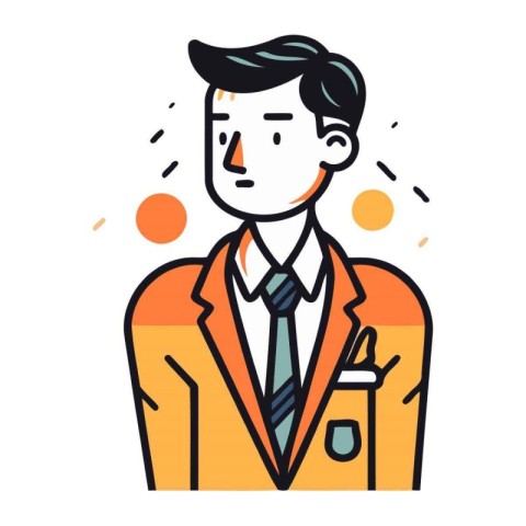 Vector illustration of businessman in suit. Line art style desig