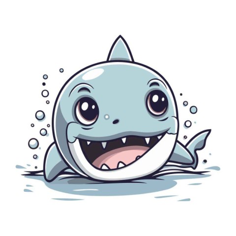 Cute cartoon shark. Vector illustration. Isolated on white backg