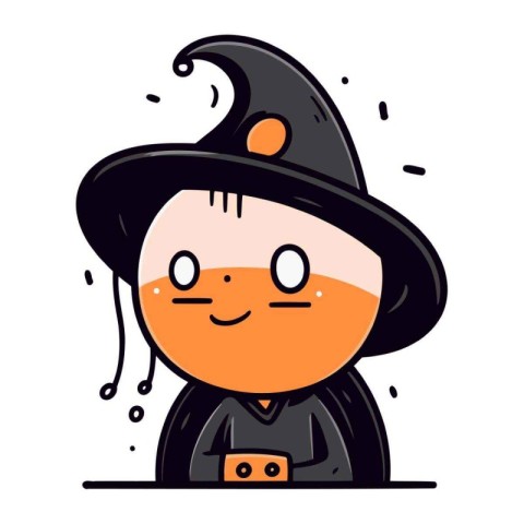 Cute cartoon witch. Vector illustration. Isolated on white backg