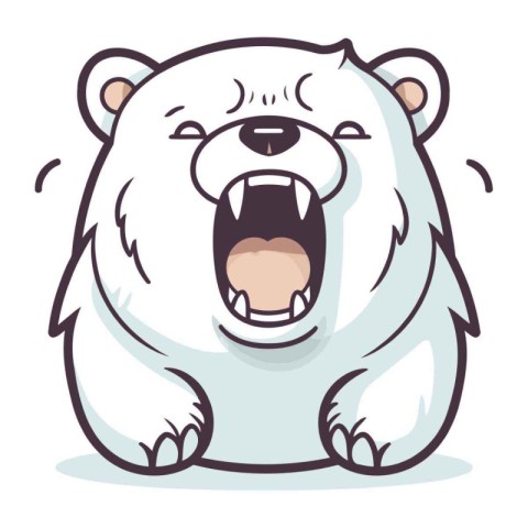 Angry Polar Bear Vector Illustration. Cute Cartoon Polar Bear