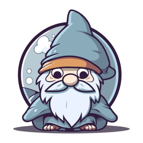 Illustration of a Cartoon Wizard Wearing a Cap and Glasses