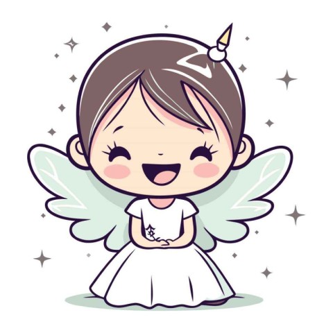 Cute little angel girl cartoon vector illustration graphic desig