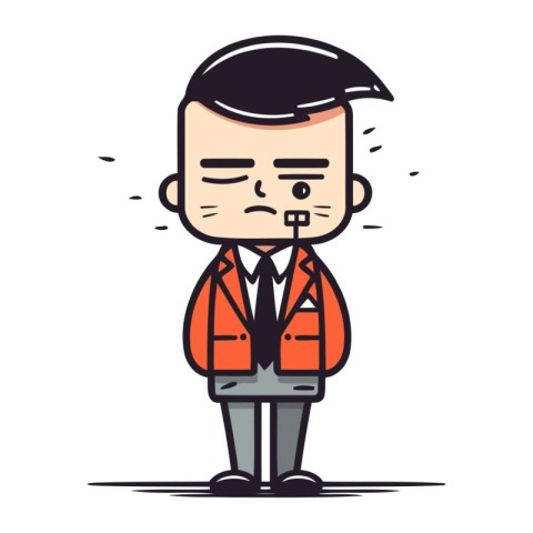 Sad businessman cartoon character vector illustration. Businessm