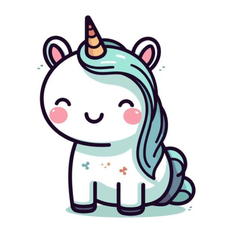 Cute cartoon unicorn. Vector illustration. Isolated on white bac