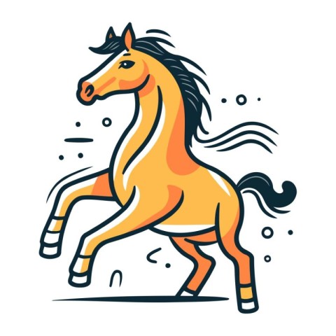 Running horse. Vector illustration. Isolated on a white backgrou