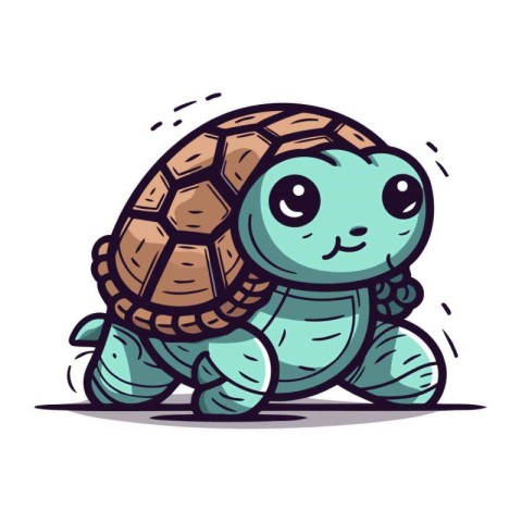 Cute cartoon turtle. Vector illustration of a cute little turtle