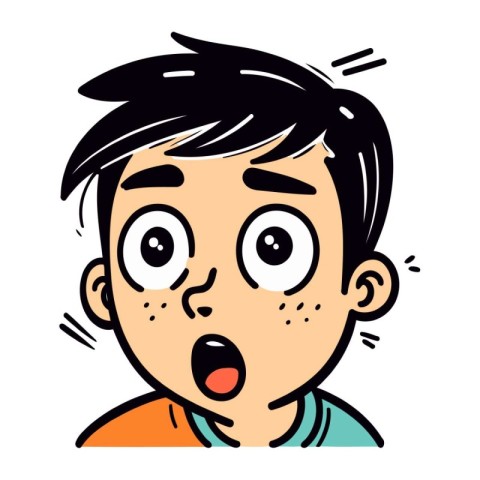 Surprised boy with open mouth. Vector illustration on white back