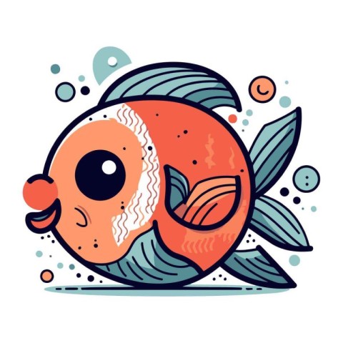 Cartoon fish. Vector illustration on white background. Isolated.