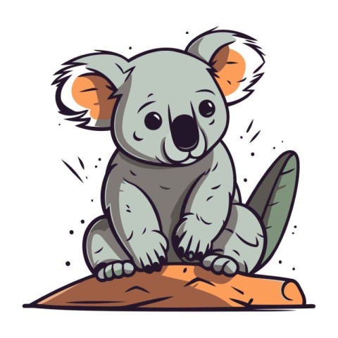 Cute koala sitting on the rock. Vector cartoon illustration.