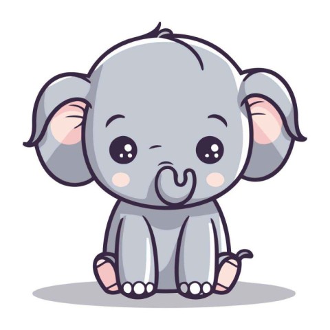 Cute baby elephant cartoon vector illustration. Cute little elep