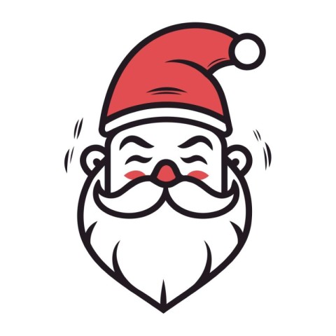 Santa Claus face. Merry Christmas and Happy New Year. Vector ill