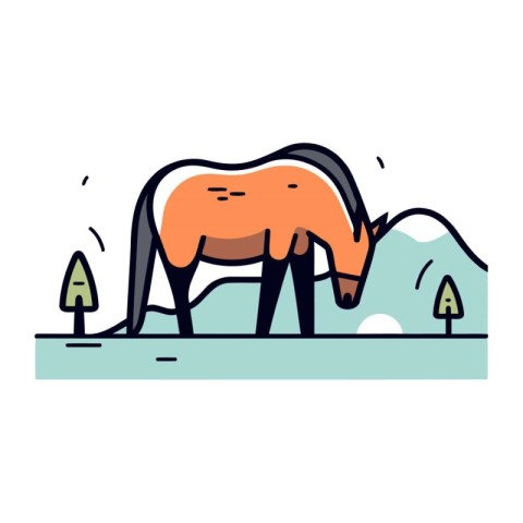 Horse flat icon. Vector illustration of a horse in the field.