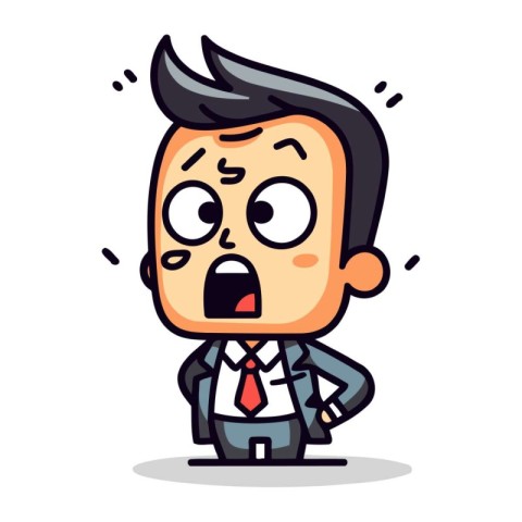 Shocked Face   Cartoon Businessman Vector Illustration