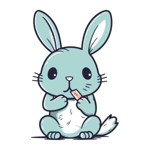 Cute cartoon bunny. Vector illustration isolated on a white back