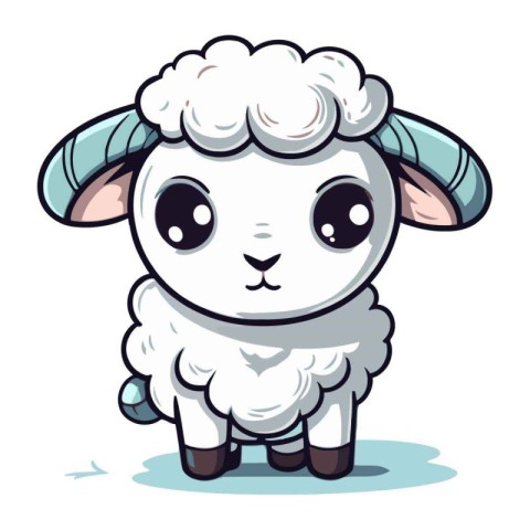 Cute cartoon sheep isolated on a white background. Vector illust