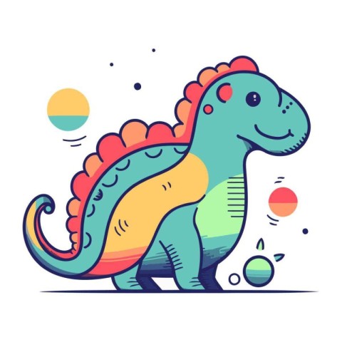 Cute cartoon dinosaur. Colorful vector illustration. Isolated on