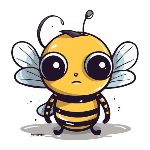 Cute cartoon bee. Vector illustration. Isolated on white backgro