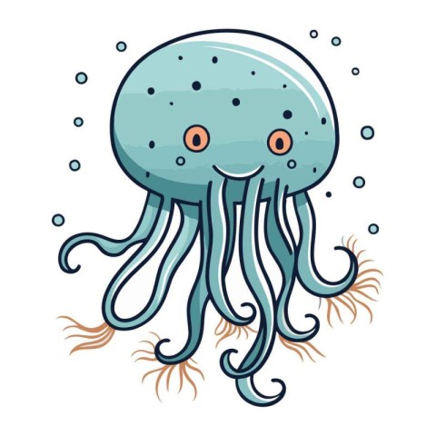 Cute cartoon jellyfish. Vector illustration of a sea animal.