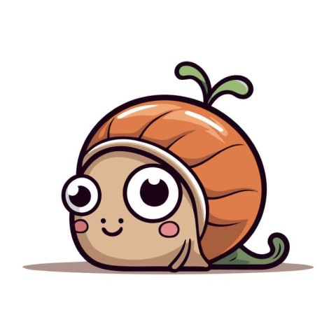 Cute cartoon snail. Vector illustration. Isolated on white backg