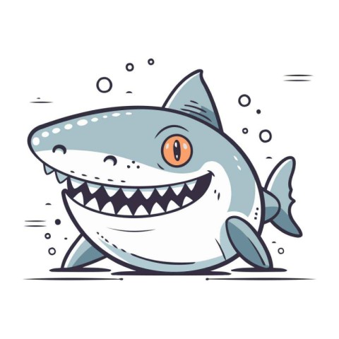 Cartoon shark. Vector illustration. Isolated on white background