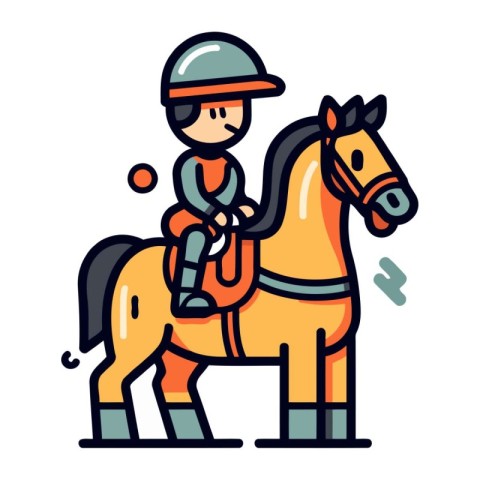 Jockey on horse. equestrian sport. vector illustration.