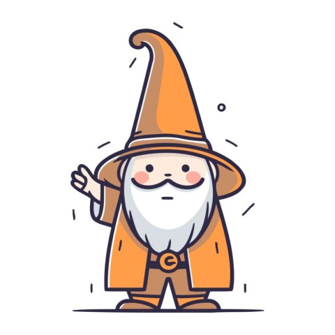 Cartoon wizard character. Cute vector illustration in scandinavi