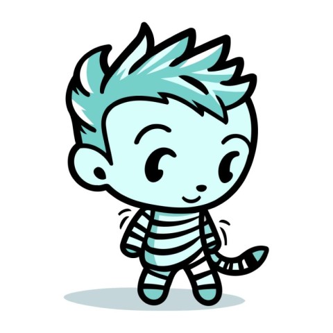 Cute little baby in zebra costume. Vector cartoon illustration.