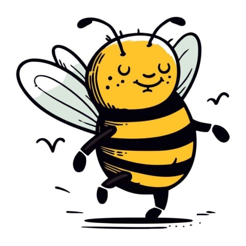 Cute cartoon bee isolated on a white background. Vector illustra