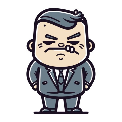 Angry Businessman   Retro Cartoon Vector Illustration