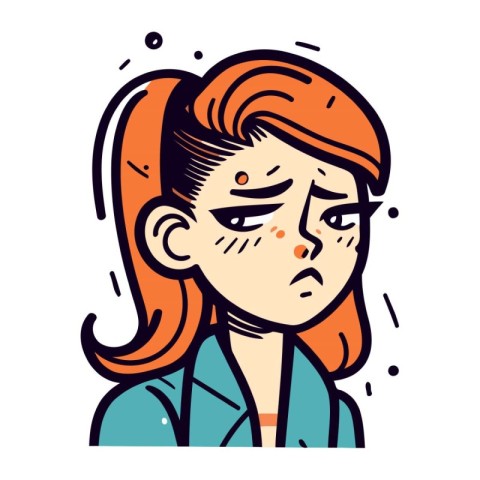 Vector illustration of a woman with a sore throat and a headache