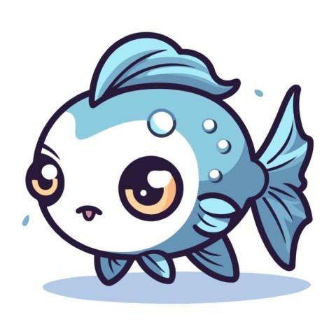 Cute Fish Cartoon Mascot Character. Vector Illustration.