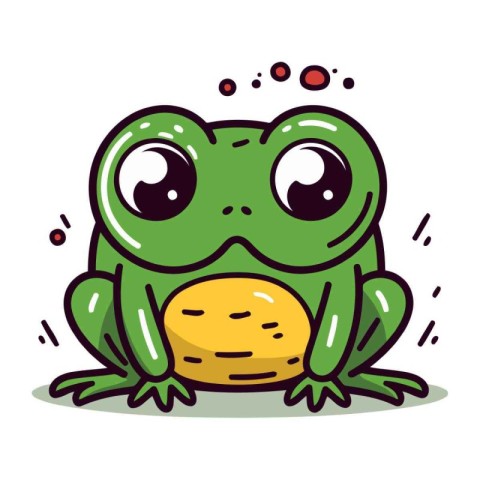 Cute cartoon frog. Vector illustration of a funny green frog.